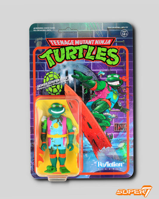 Tortugas Ninja Figura ReAction Sewer Surfer Michelangelo 10 cm